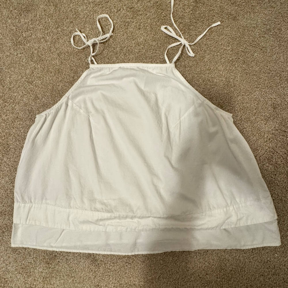 Free Assembly White Tiered Tank Top Blouse with Bow Spaghetti Straps Size XL - Picture 2 of 4